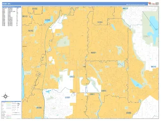 Kent, WA Business Reference style ZIP Code wall map
