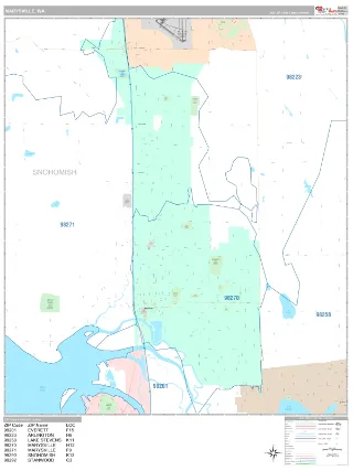 Marysville, WA Classic style ZIP Code wall map