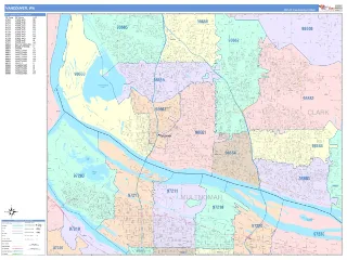 Vancouver, WA ColorCast style ZIP Code wall map
