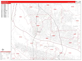 Vancouver, WA RedLine style ZIP Code wall map