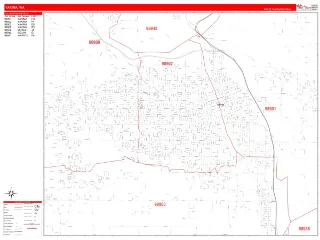Yakima, WA RedLine style ZIP Code wall map