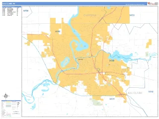 Eau Claire, WI Business Reference style ZIP Code wall map