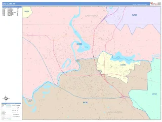 Eau Claire, WI ColorCast style ZIP Code wall map