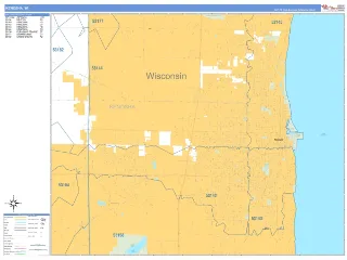 Kenosha, WI Business Reference style ZIP Code wall map