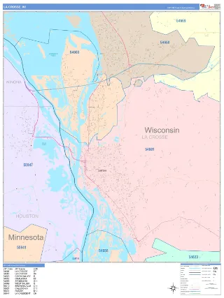 La Crosse, WI ColorCast style ZIP Code wall map