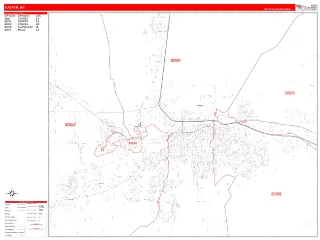 Casper, WY RedLine style ZIP Code wall map