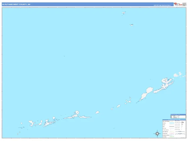 Aleutians West County, AK ZIP Code Wall Map, ColorCast style