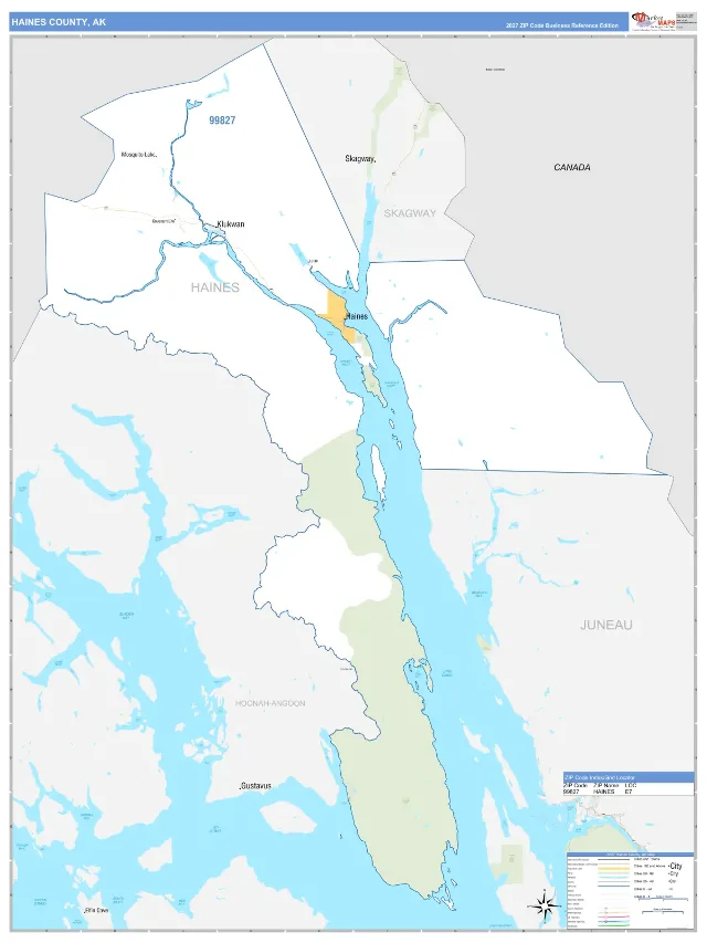 Haines County, AK ZIP Code Wall Map, Business Reference style