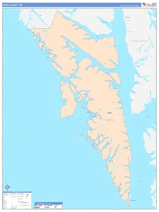 Sitka County, AK ColorCast style ZIP Code wall map