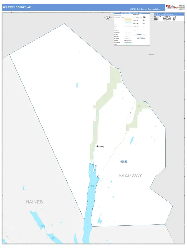 Skagway County, AK ZIP Code Wall Map, Business Reference style