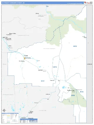 Southeast Fairbanks County, AK Business Reference style ZIP Code wall map