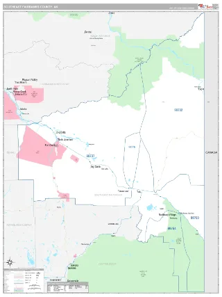 Southeast Fairbanks County, AK Classic style ZIP Code wall map
