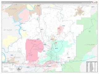 Calhoun County, AL Classic style ZIP Code wall map