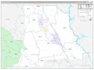 Chilton County, AL Classic style ZIP Code wall map
