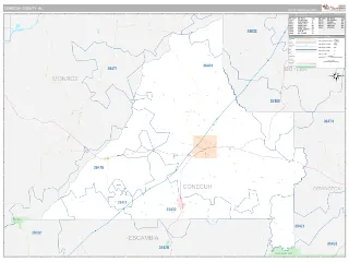Conecuh County, AL Classic style ZIP Code wall map