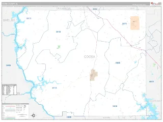 Coosa County, AL Classic style ZIP Code wall map