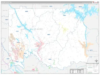 Elmore County, AL Classic style ZIP Code wall map
