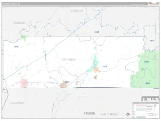 Escambia County, AL Classic style ZIP Code wall map