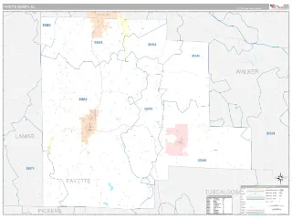 Fayette County, AL Classic style ZIP Code wall map