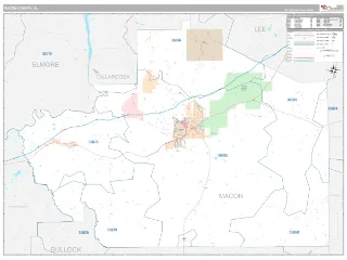 Macon County, AL Classic style ZIP Code wall map