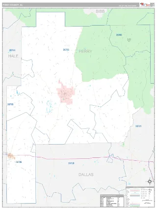 Perry County, AL Classic style ZIP Code wall map