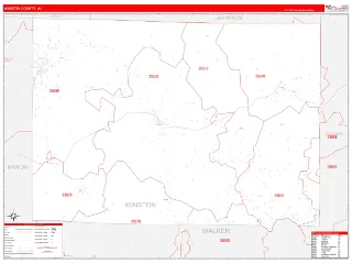 Winston County, AL RedLine style ZIP Code wall map