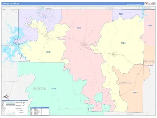 Carroll County, AR ColorCast style ZIP Code wall map