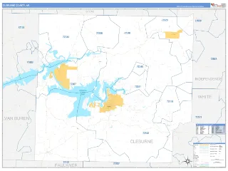 Cleburne County, AR Business Reference style ZIP Code wall map