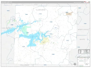 Cleburne County, AR Classic style ZIP Code wall map
