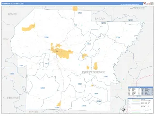 Independence County, AR Business Reference style ZIP Code wall map
