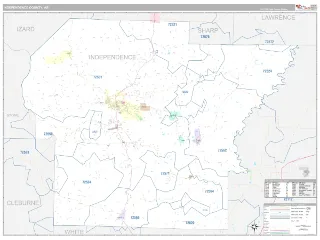 Independence County, AR Classic style ZIP Code wall map