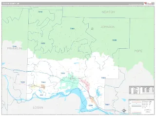 Johnson County, AR Classic style ZIP Code wall map