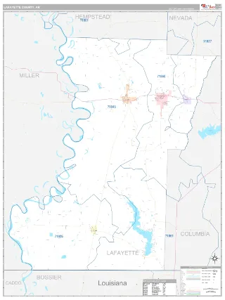 Lafayette County, AR Classic style ZIP Code wall map