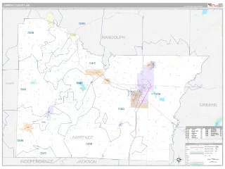 Lawrence County, AR Classic style ZIP Code wall map