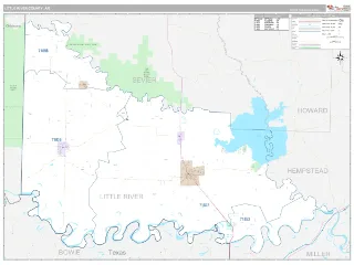 Little River County, AR Classic style ZIP Code wall map