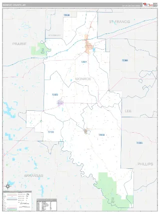 Monroe County, AR Classic style ZIP Code wall map