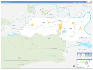 Perry County, AR Business Reference style ZIP Code wall map