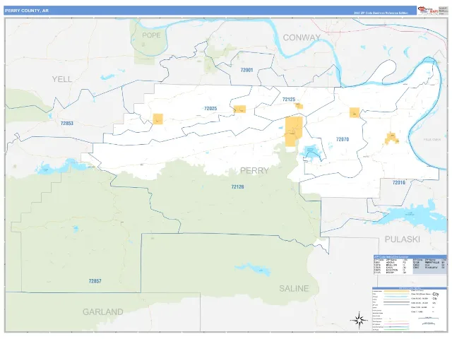 Perry County, AR ZIP Code Wall Map, Business Reference style