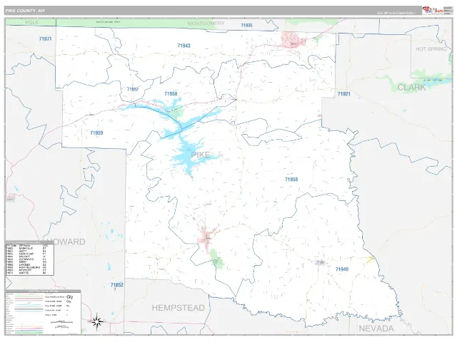 Pike County, AR ZIP Code Wall Map, Classic style