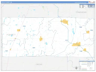 Poinsett County, AR Business Reference style ZIP Code wall map