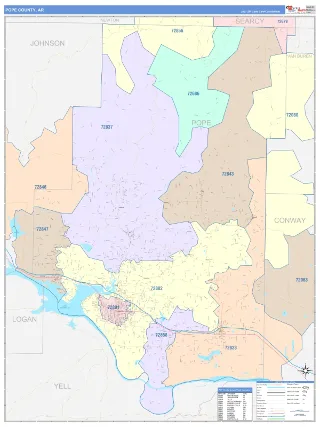 Pope County, AR ColorCast style ZIP Code wall map