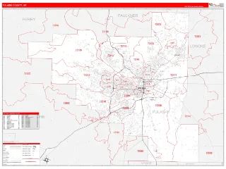 Pulaski County, AR RedLine style ZIP Code wall map