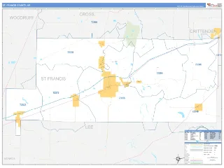 St. Francis County, AR Business Reference style ZIP Code wall map