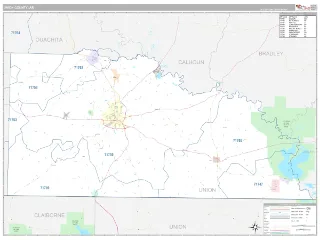 Union County, AR Classic style ZIP Code wall map