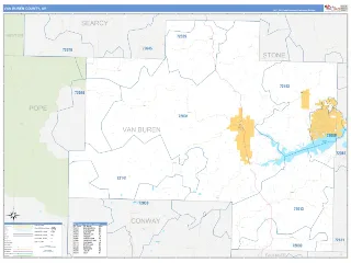 Van Buren County, AR Business Reference style ZIP Code wall map