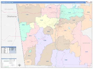 Washington County, AR ColorCast style ZIP Code wall map
