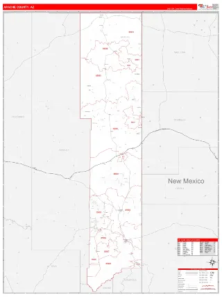 Apache County, AZ RedLine style ZIP Code wall map