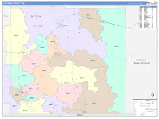 Cochise County, AZ ColorCast style ZIP Code wall map