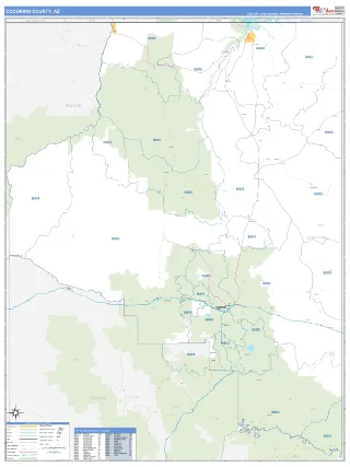 Coconino County, AZ Business Reference style ZIP Code wall map
