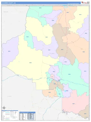 Coconino County, AZ ColorCast style ZIP Code wall map